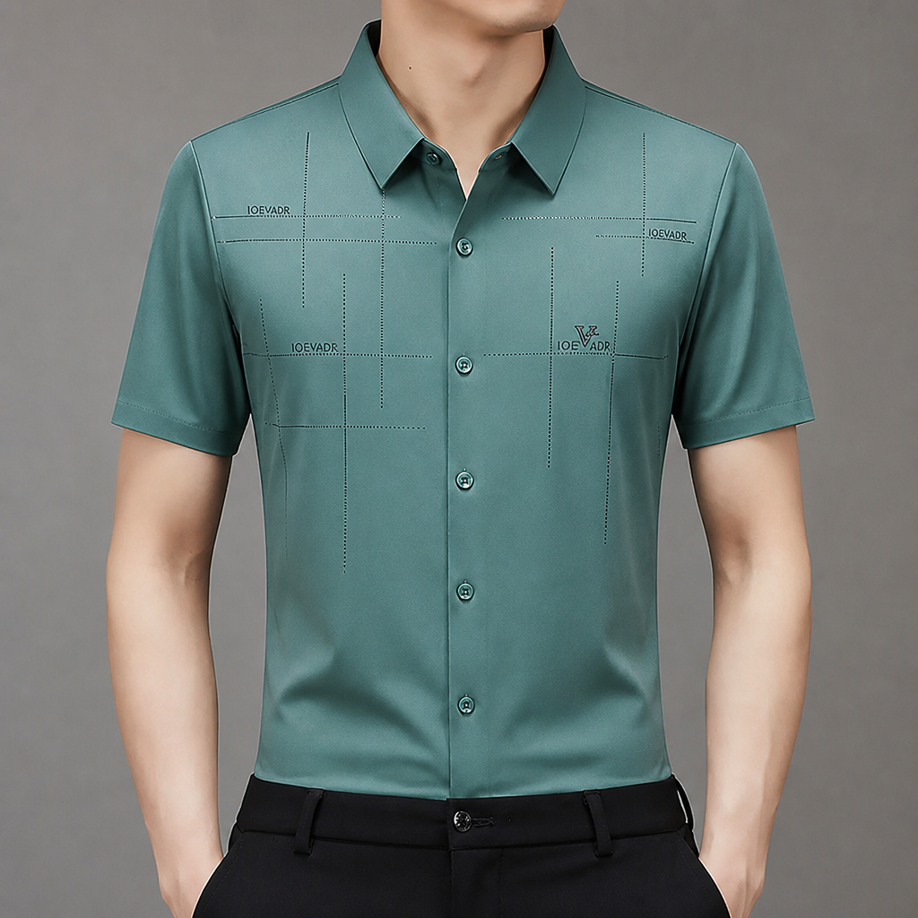 Maxon – Wrinkle-Free Stretch Short-Sleeve Button-Down Shirt - Lamylie