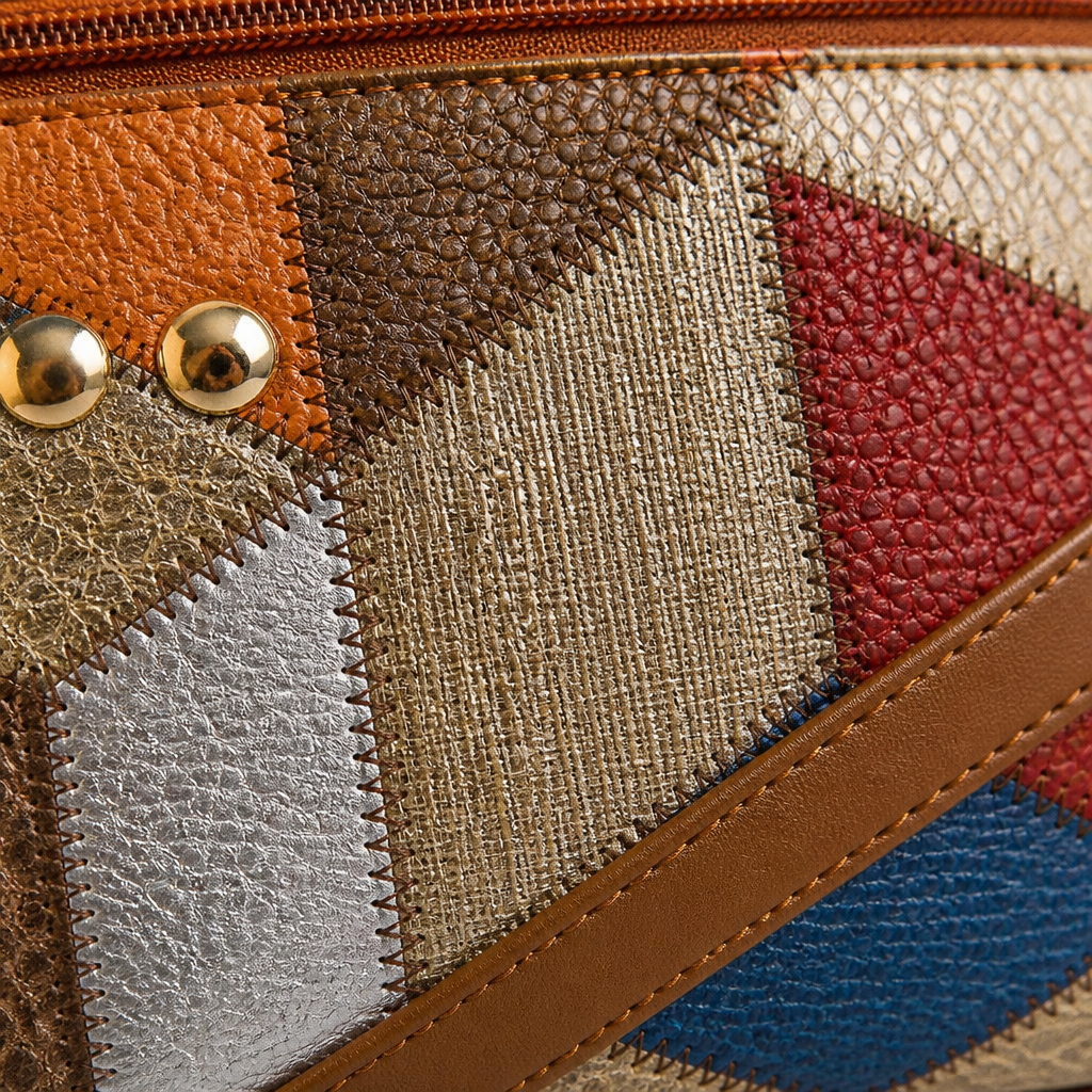Mosaica – Sac bandoulière vintage à patchwork géométrique avec bandoulière réglable – Lamylie