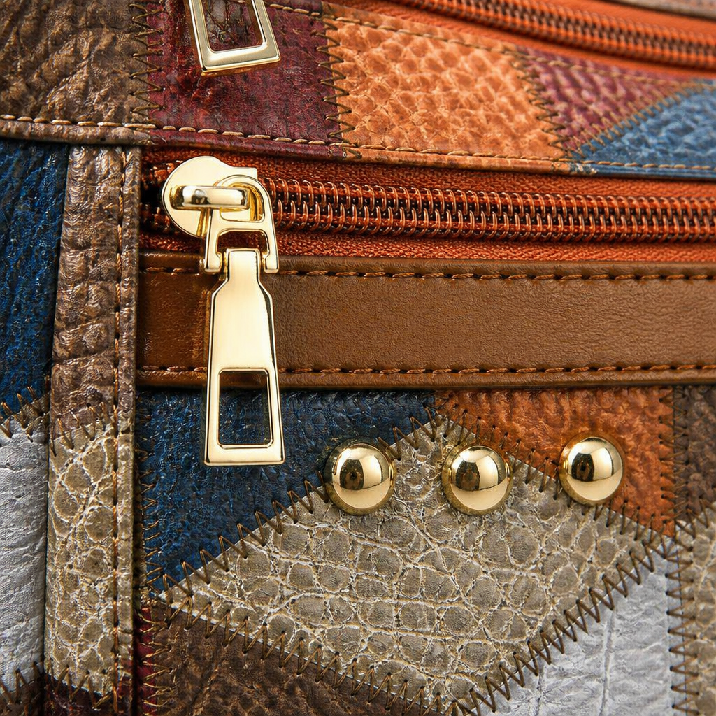 Mosaica – Sac bandoulière vintage à patchwork géométrique avec bandoulière réglable – Lamylie