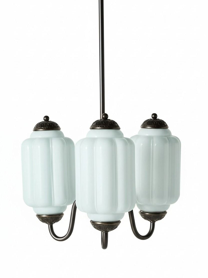 Milk Glass Chandelier Vintage Finish Timeless Elegance Classic Lighting for Dining Room Living Room - Lamylie