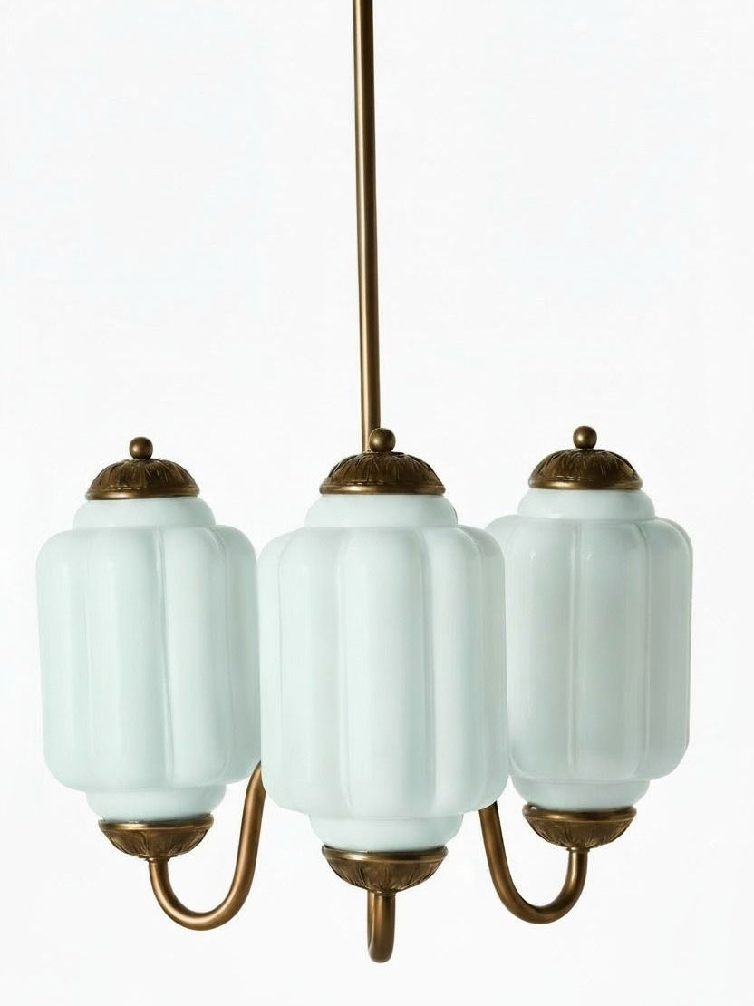 Milk Glass Chandelier Vintage Finish Timeless Elegance Classic Lighting for Dining Room Living Room - Lamylie