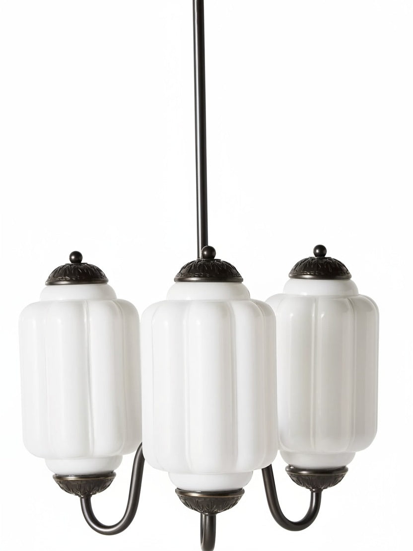 Milk Glass Chandelier Vintage Finish Timeless Elegance Classic Lighting for Dining Room Living Room - Lamylie