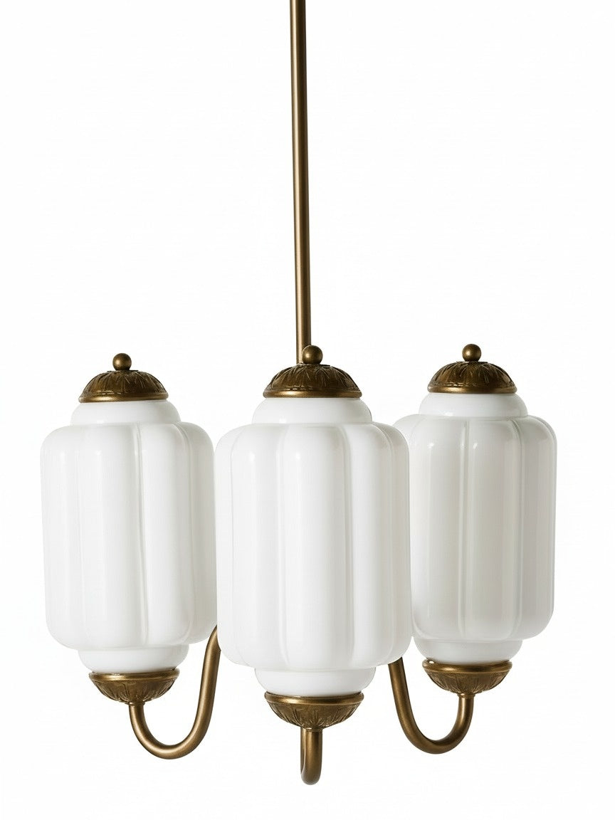 Milk Glass Chandelier Vintage Finish Timeless Elegance Classic Lighting for Dining Room Living Room - Lamylie