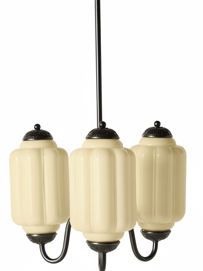 Milk Glass Chandelier Vintage Finish Timeless Elegance Classic Lighting for Dining Room Living Room - Lamylie