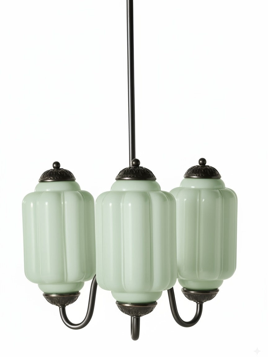 Milk Glass Chandelier Vintage Finish Timeless Elegance Classic Lighting for Dining Room Living Room - Lamylie