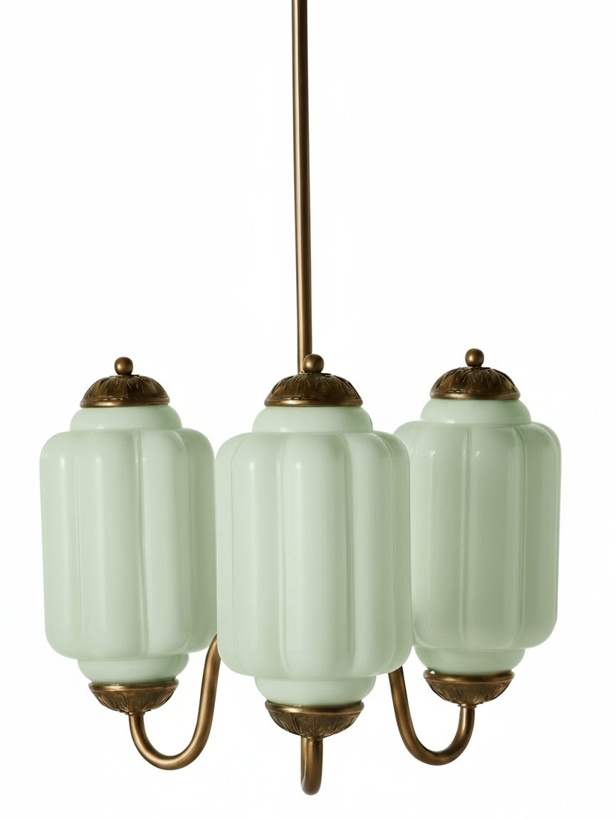 Milk Glass Chandelier Vintage Finish Timeless Elegance Classic Lighting for Dining Room Living Room - Lamylie