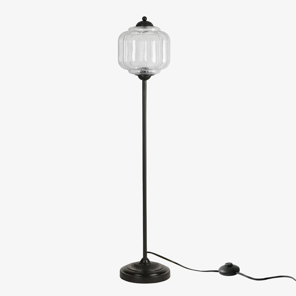 Decorative Glass Pumpkin Floor Lamp Retro Organic Style Living Room Standing Lamp - Lamylie