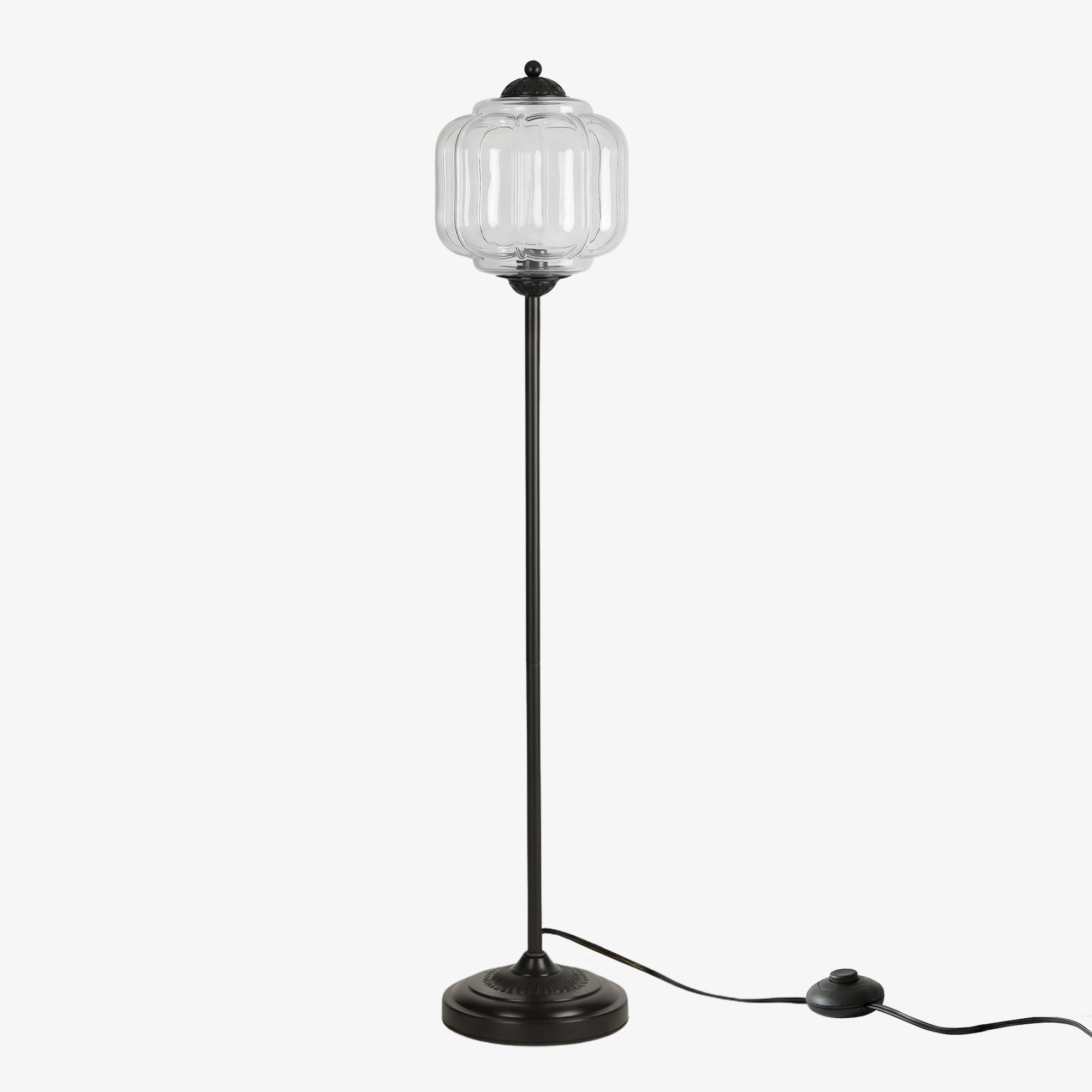 Decorative Glass Pumpkin Floor Lamp Retro Organic Style Living Room Standing Lamp - Lamylie