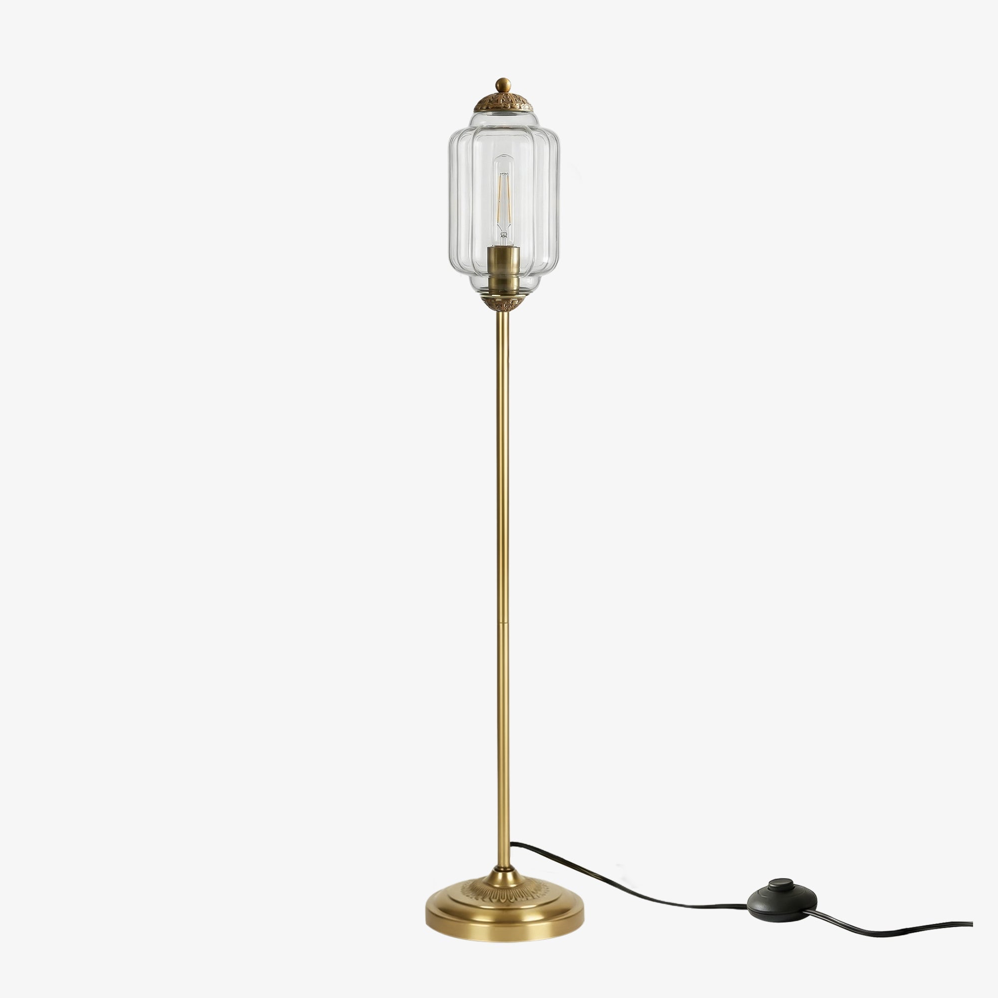 Decorative Glass Pumpkin Floor Lamp Retro Organic Style Living Room Standing Lamp - Lamylie