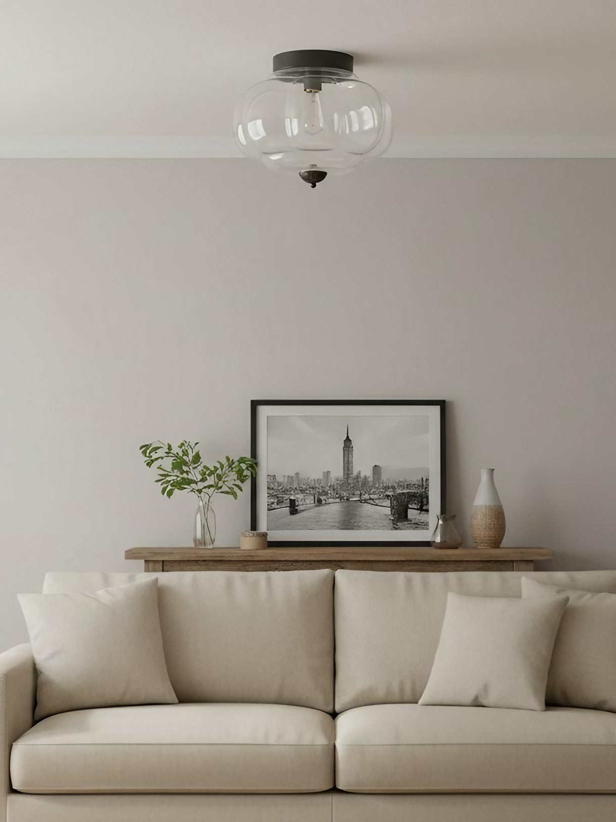 Retro Ceiling Lamp with Milk Glass Shade | Refined Semi-Flush Mount Lighting for Modern Interiors - Lamylie