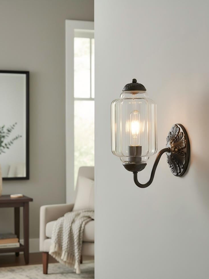 Milk Glass Wall Lamp Eloise for Hall and Bedroom | Vintage Wall Lighting with Milky White Glass - Lamylie