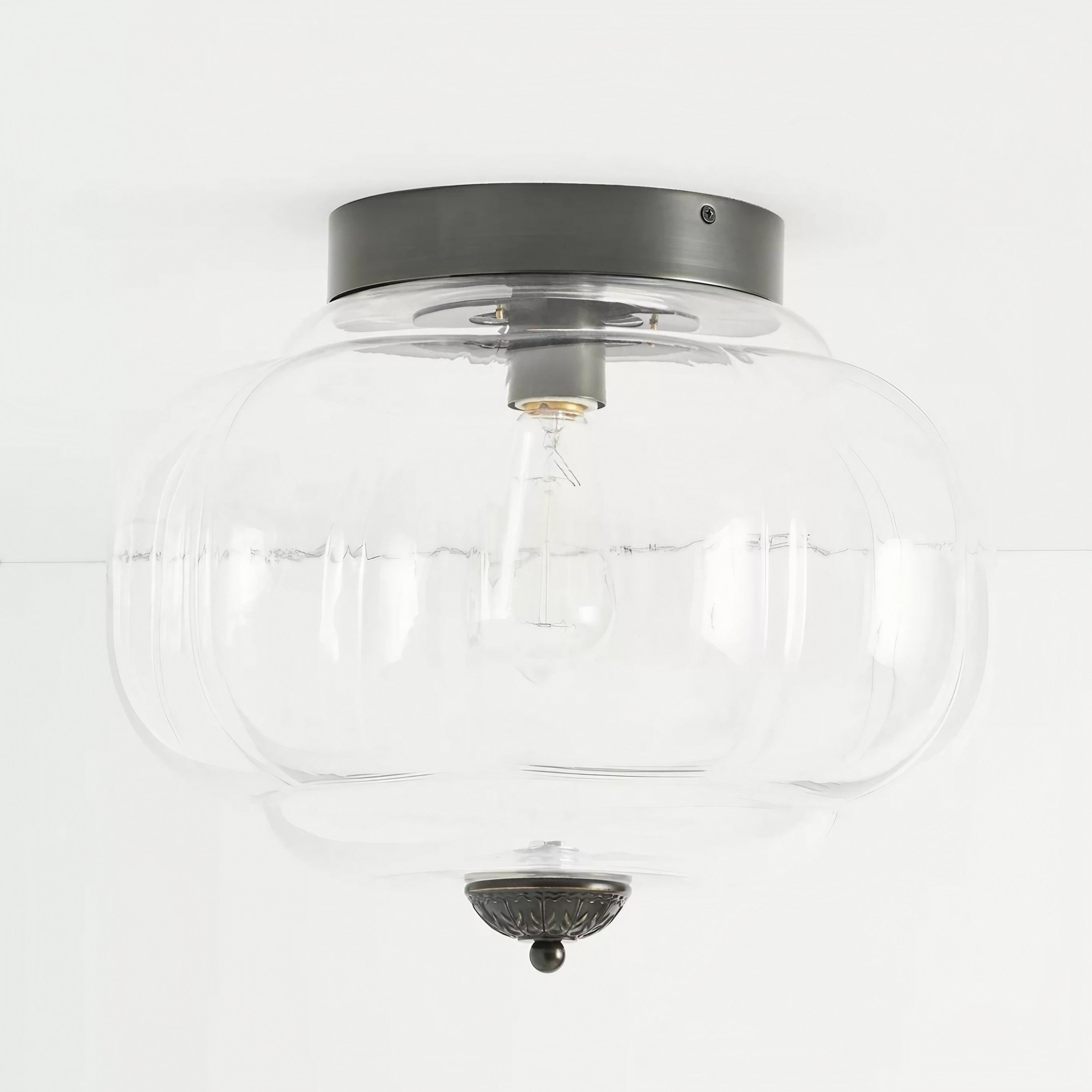 Retro Ceiling Lamp with Milk Glass Shade | Refined Semi-Flush Mount Lighting for Modern Interiors - Lamylie