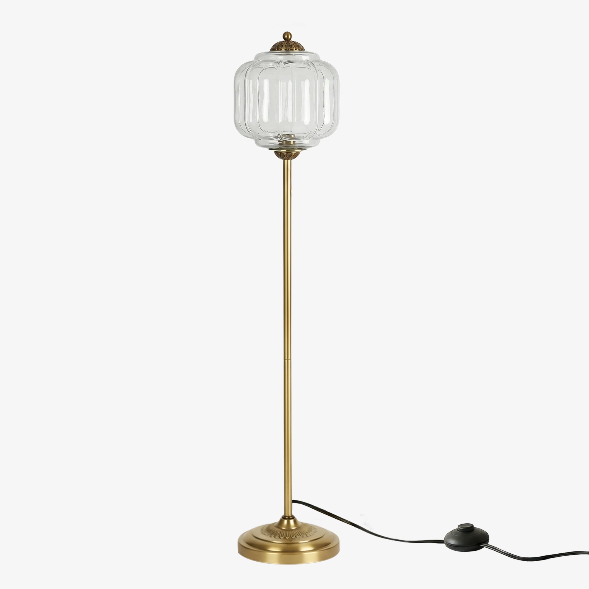 Decorative Glass Pumpkin Floor Lamp Retro Organic Style Living Room Standing Lamp - Lamylie