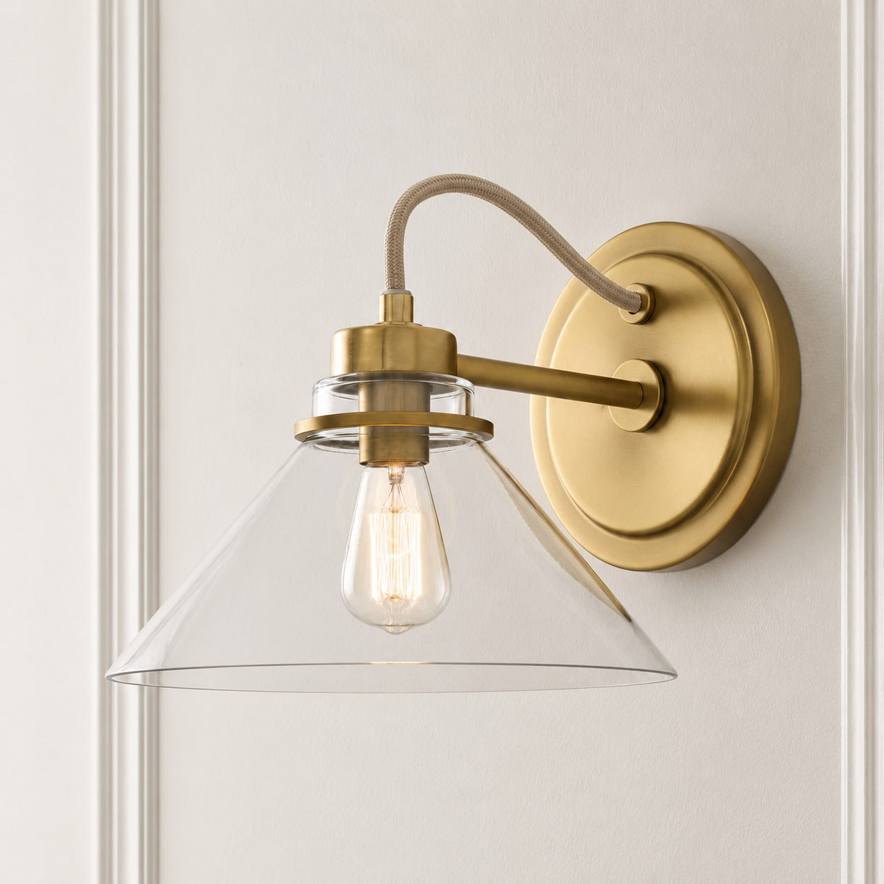 Globe Wall Lamp with Curved Arm | Modern Industrial Lighting for Bathroom, Bedroom, and Hall - Lamylie