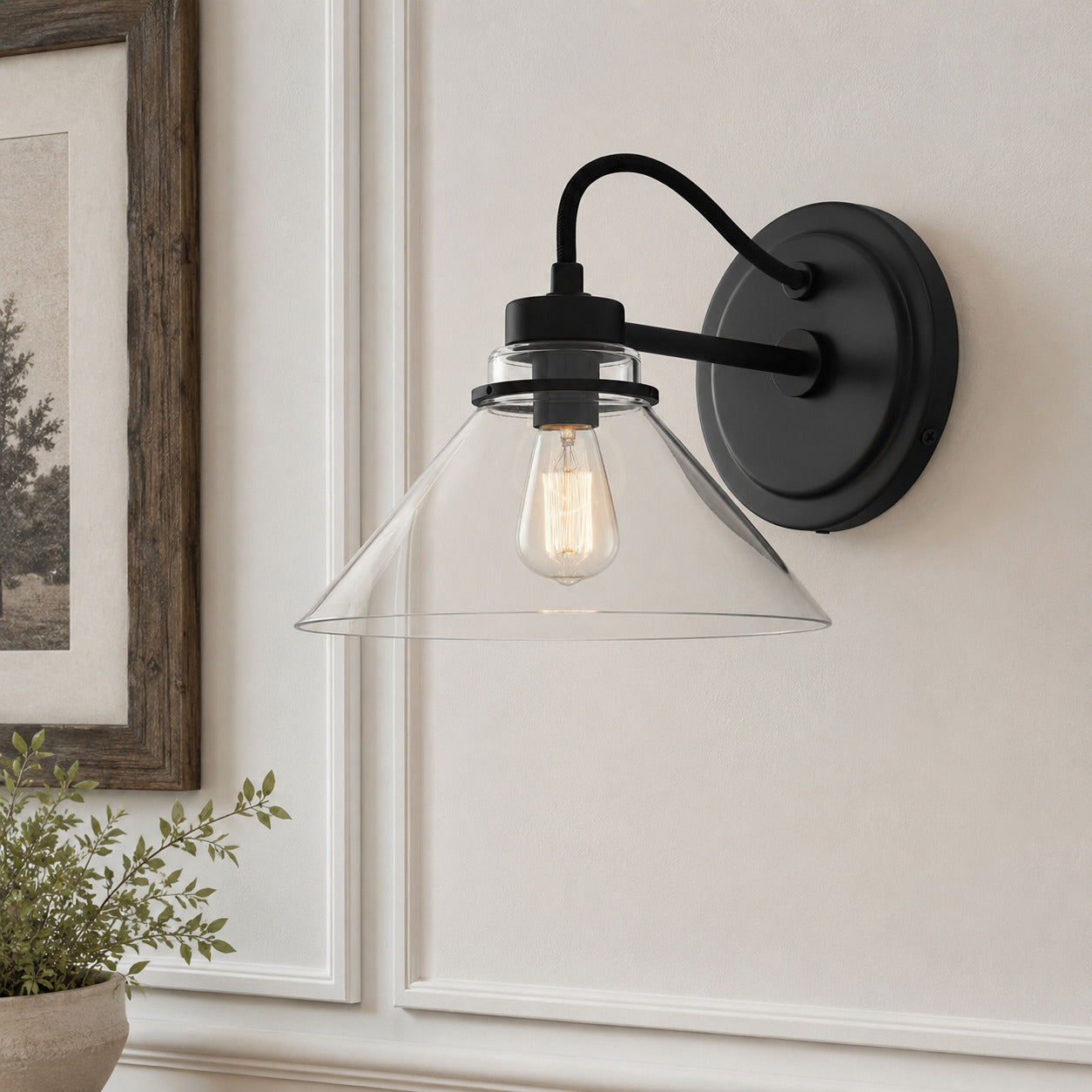 Globe Wall Lamp with Curved Arm | Modern Industrial Lighting for Bathroom, Bedroom, and Hall - Lamylie