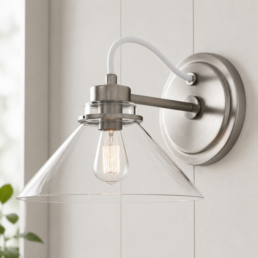 Globus Wandleuchte mit gebogenem Arm | Moderne Industriebeleuchtung für Bad, Schlafzimmer und Flur - Lamylie