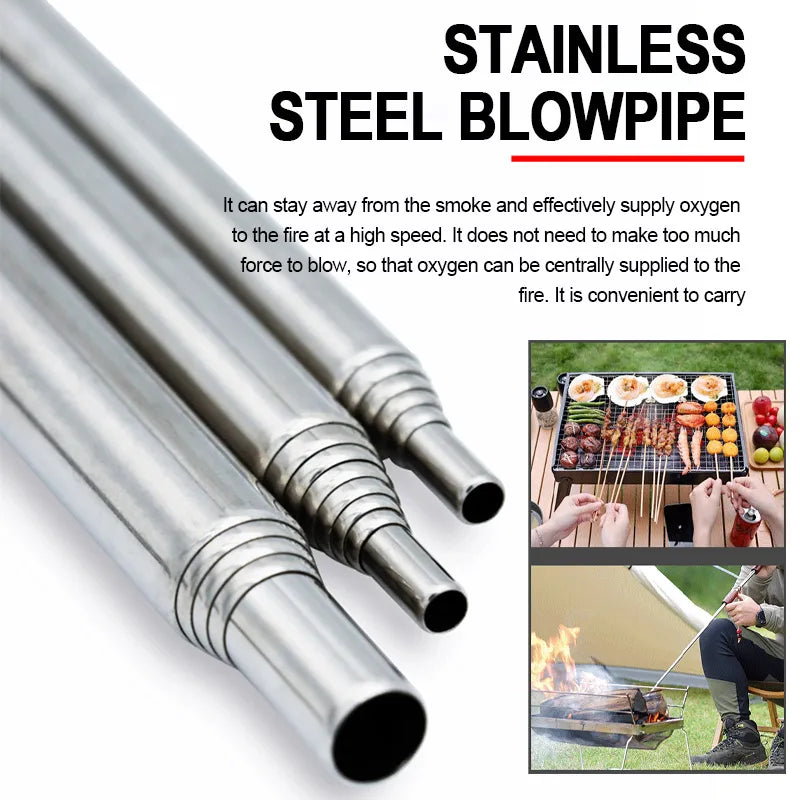 Camping Fire Blower - Collapsible Stainless Steel Pipe - Lamylie