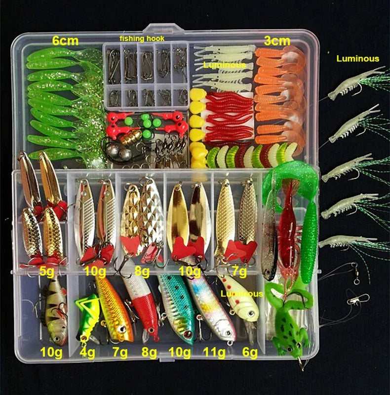 Conjunto abrangente de iscos de pesca para água doce e salgada - Lamylie