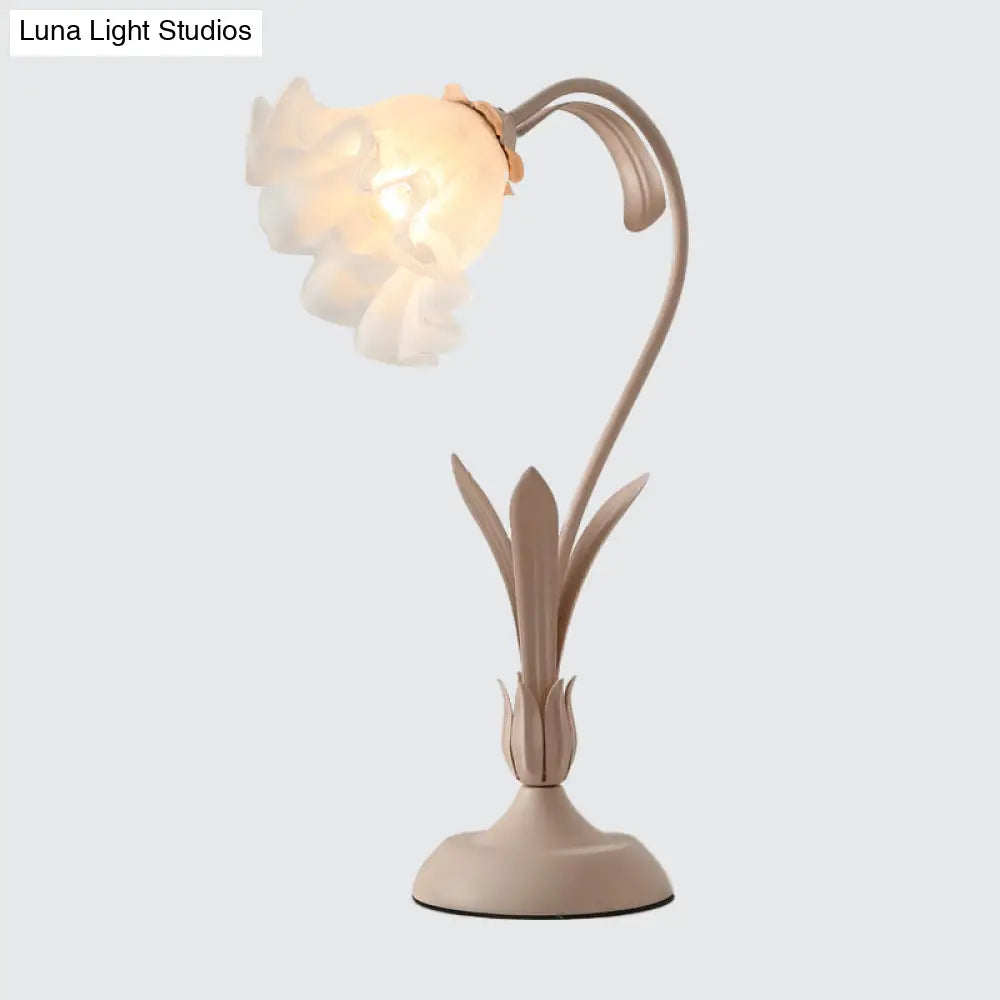 Countryside Frosted Glass Night Lamp – Flower-Shaped, Single-Light Table Lamp for Kids’ Rooms (Available in Pink or Green) - Lamylie