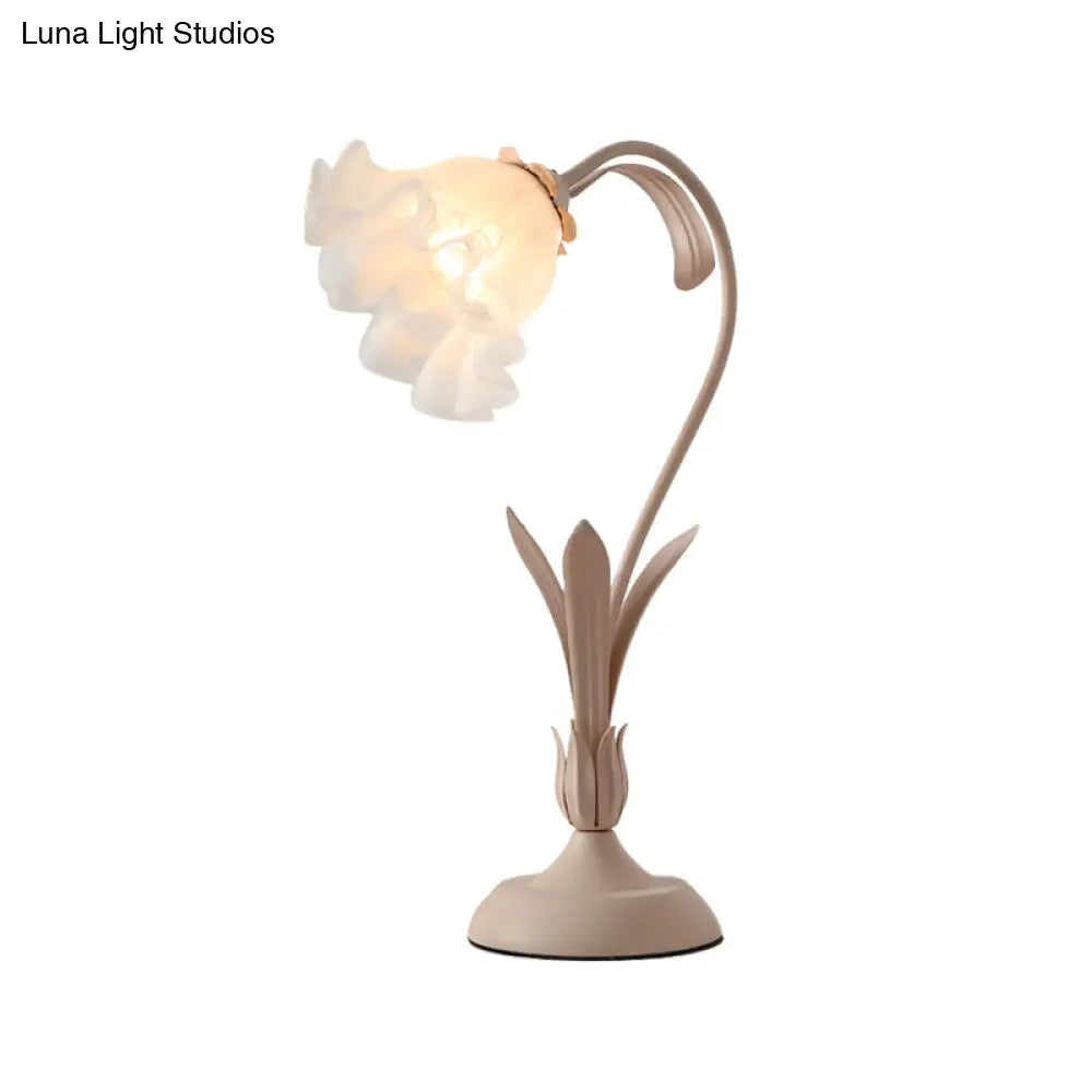 Countryside Frosted Glass Night Lamp – Flower-Shaped, Single-Light Table Lamp for Kids’ Rooms (Available in Pink or Green) - Lamylie