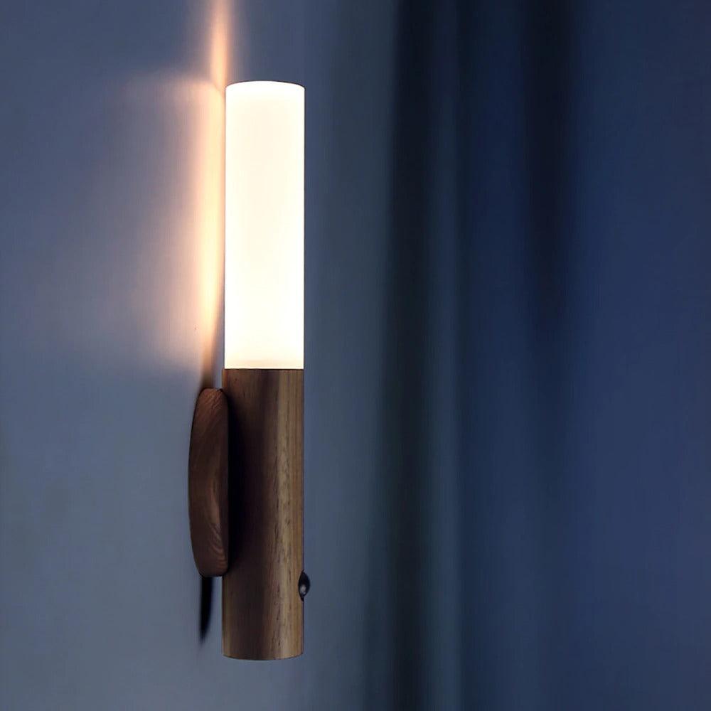 Oppladbar vegglampe i tre med bevegelsessensor | dimbar LED-nattlampe for gang, korridor og soverom – Lamylie