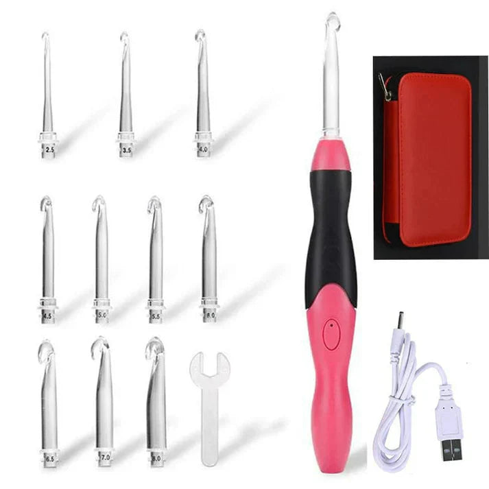 LED Crochet Hook Kit | Lighted Tip | Swap-Out Heads | LumiStitch - Lamylie