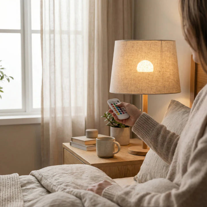 Wiederaufladbare E27 RGB LED-Lampe mit Fernbedienung – kabellose Installation - Lamylie