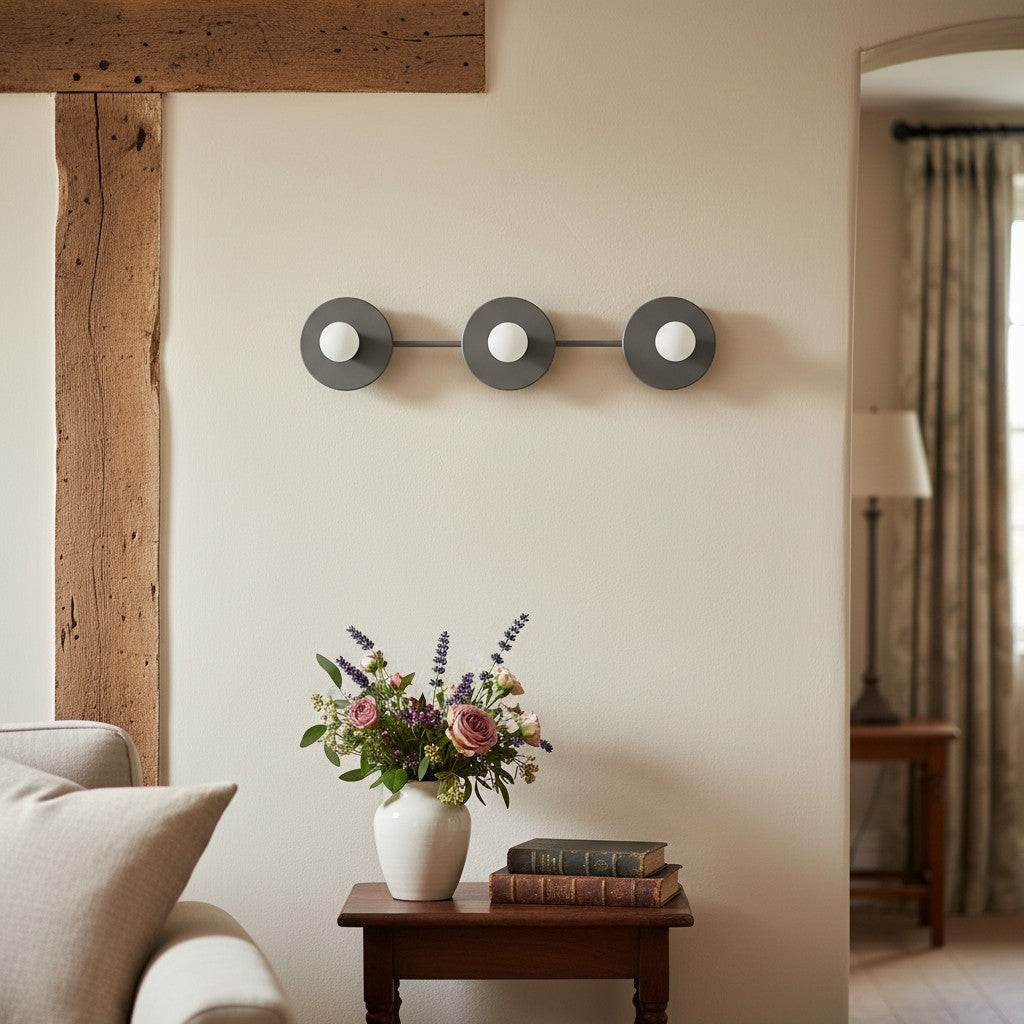 Metal Wall Lamp with Spherical Glass Shades 3-Light Bathroom Lighting Matte Green - Lamylie