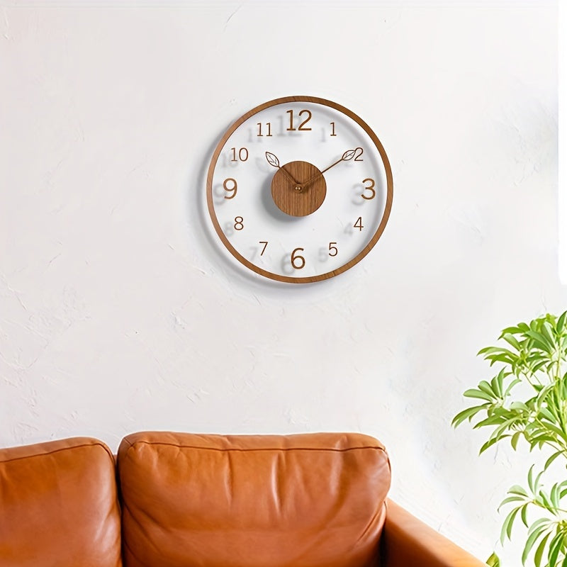 Orologio da parete sospeso minimalista Leafora — quadrante dal motivo a foglia essenziale