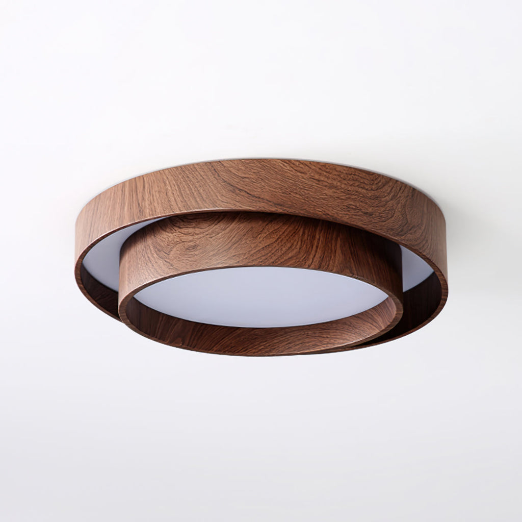 Wooden ceiling fixture with built-in LED – Warm walnut shade - Lamylie