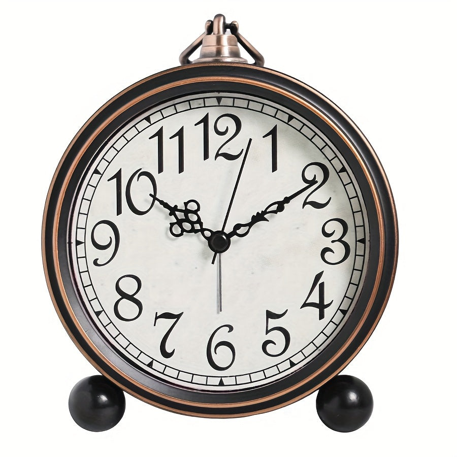 ElegantTime Metall-Nachttischwecker — Leises Uhrwerk, Großes, gut lesbares Zifferblatt