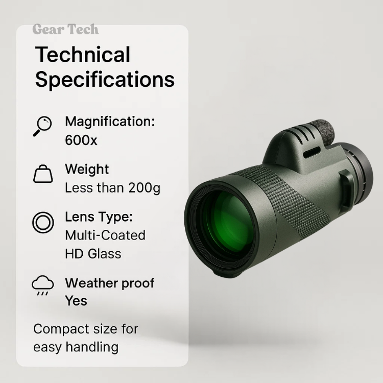 Monoculaire compact avec zoom ultra-puissant 600x | Lentille HD, léger, idéal pour la randonnée, l’observation des oiseaux et les événements sportifs - Lamylie