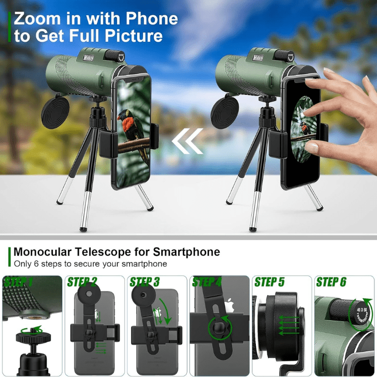 Monoculaire compact avec zoom ultra-puissant 600x | Lentille HD, léger, idéal pour la randonnée, l’observation des oiseaux et les événements sportifs - Lamylie