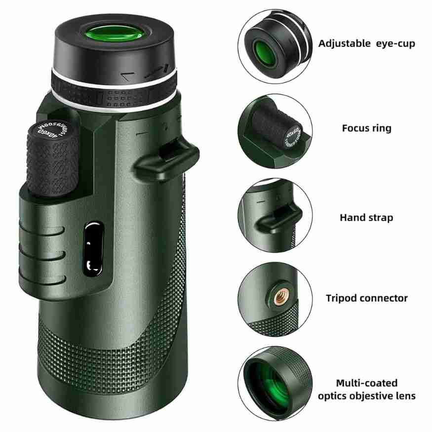 Monoculaire compact avec zoom ultra-puissant 600x | Lentille HD, léger, idéal pour la randonnée, l’observation des oiseaux et les événements sportifs - Lamylie