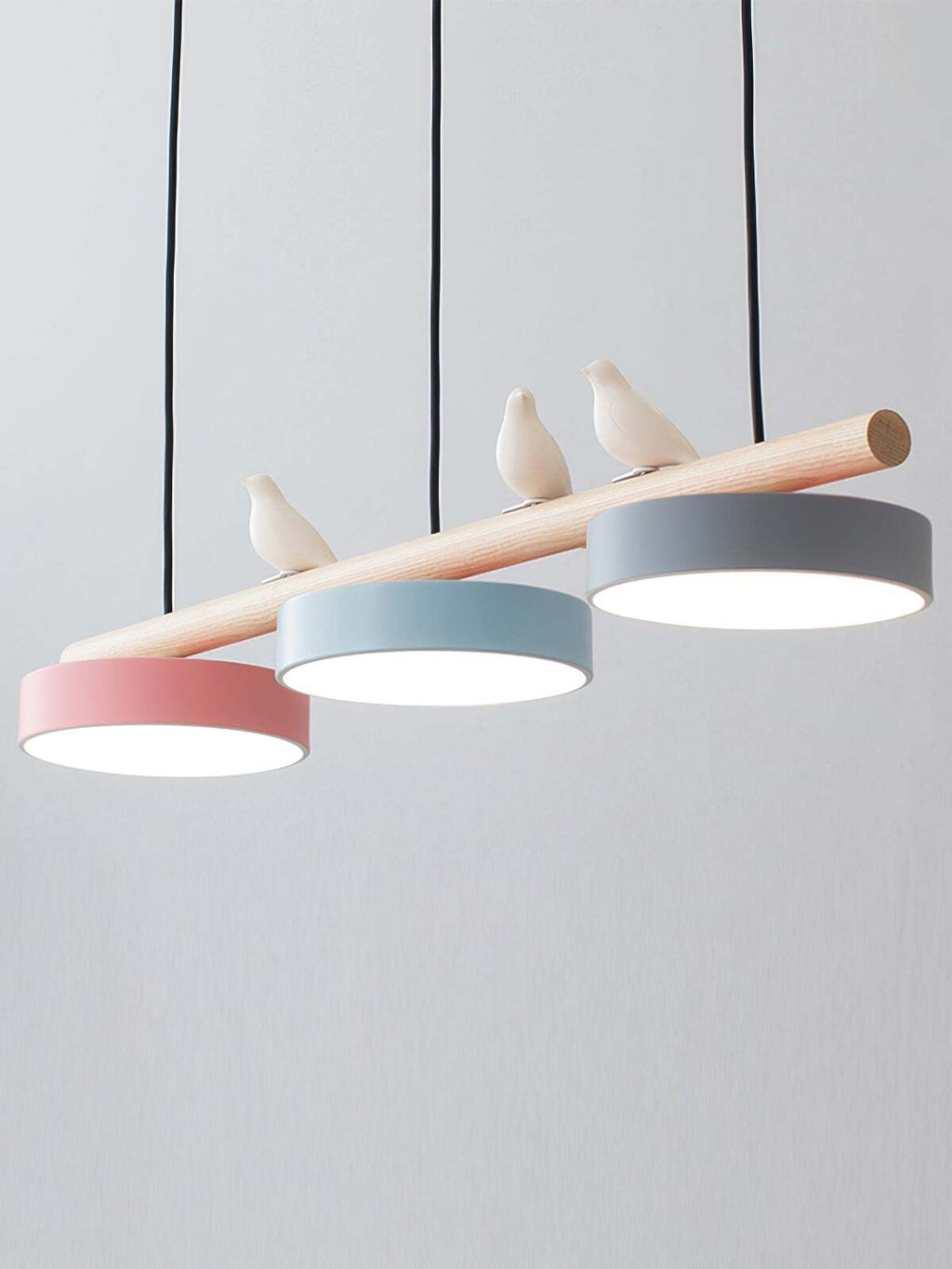Wooden Pendant Lamp Bird Shape Three Shades Scandinavian Kitchen Island - Lamylie