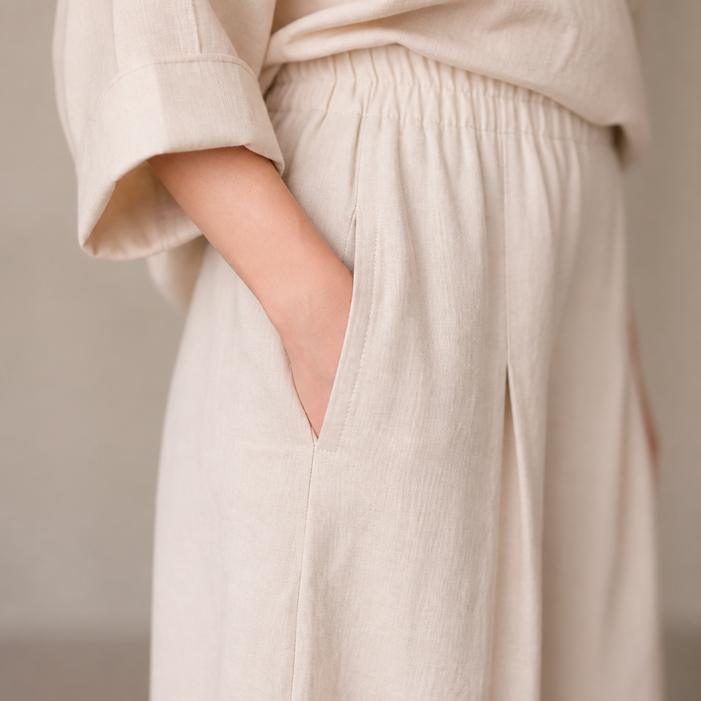LioraLuxe – Relaxed Layered V-Neck Top & Wide-Leg Pant Set - Lamylie