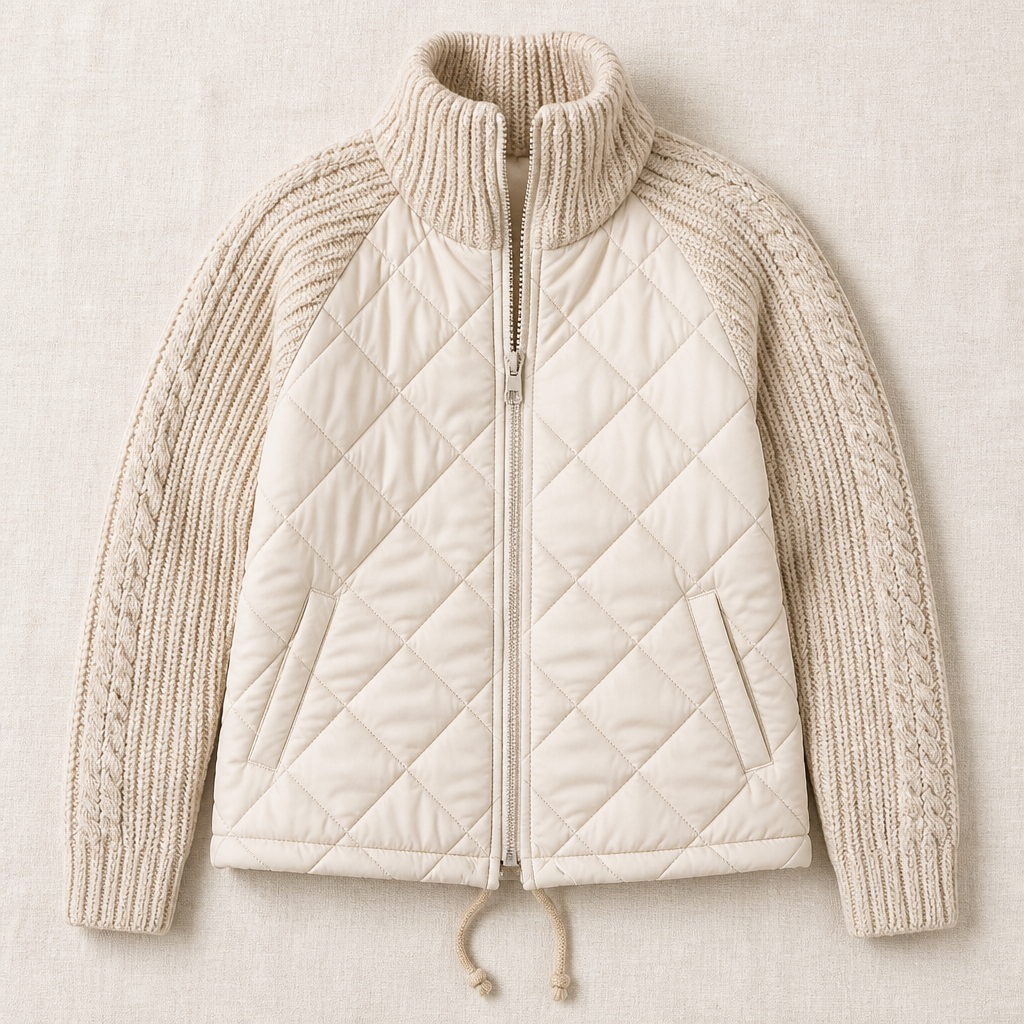 Norvelle – Gemütliche gesteppte Winterjacke mit Zopfmusterärmeln – Lamylie