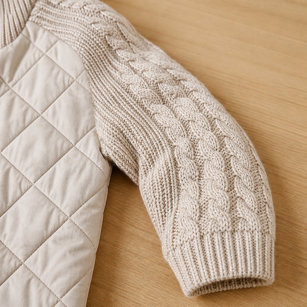 Norvelle – Gemütliche gesteppte Winterjacke mit Zopfmusterärmeln – Lamylie