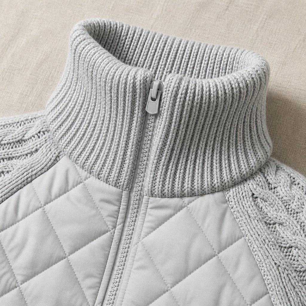 Norvelle – Gemütliche gesteppte Winterjacke mit Zopfmusterärmeln – Lamylie