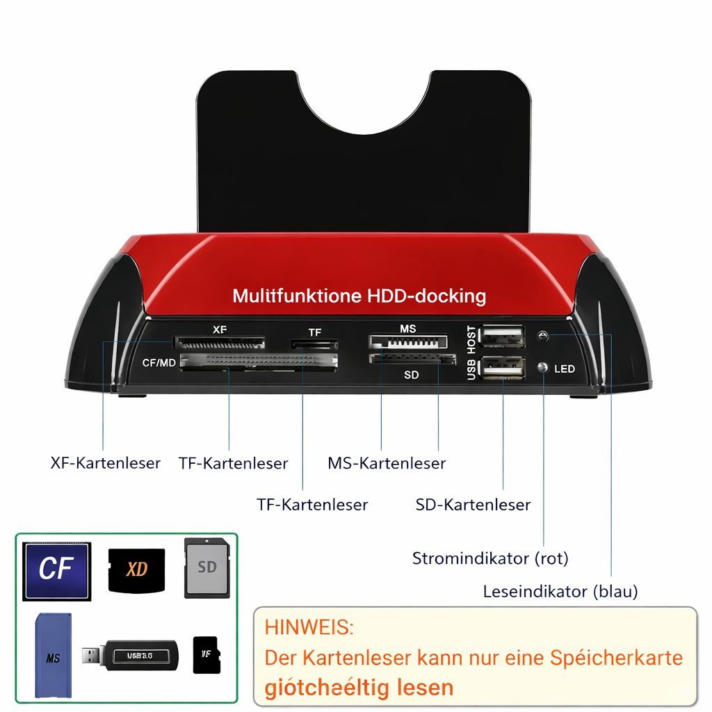 Harddisk | Alsidig harddisk-dockinghub | Universel IDE- og SATA-dockingstation | TotalRecovery Station - Lamylie