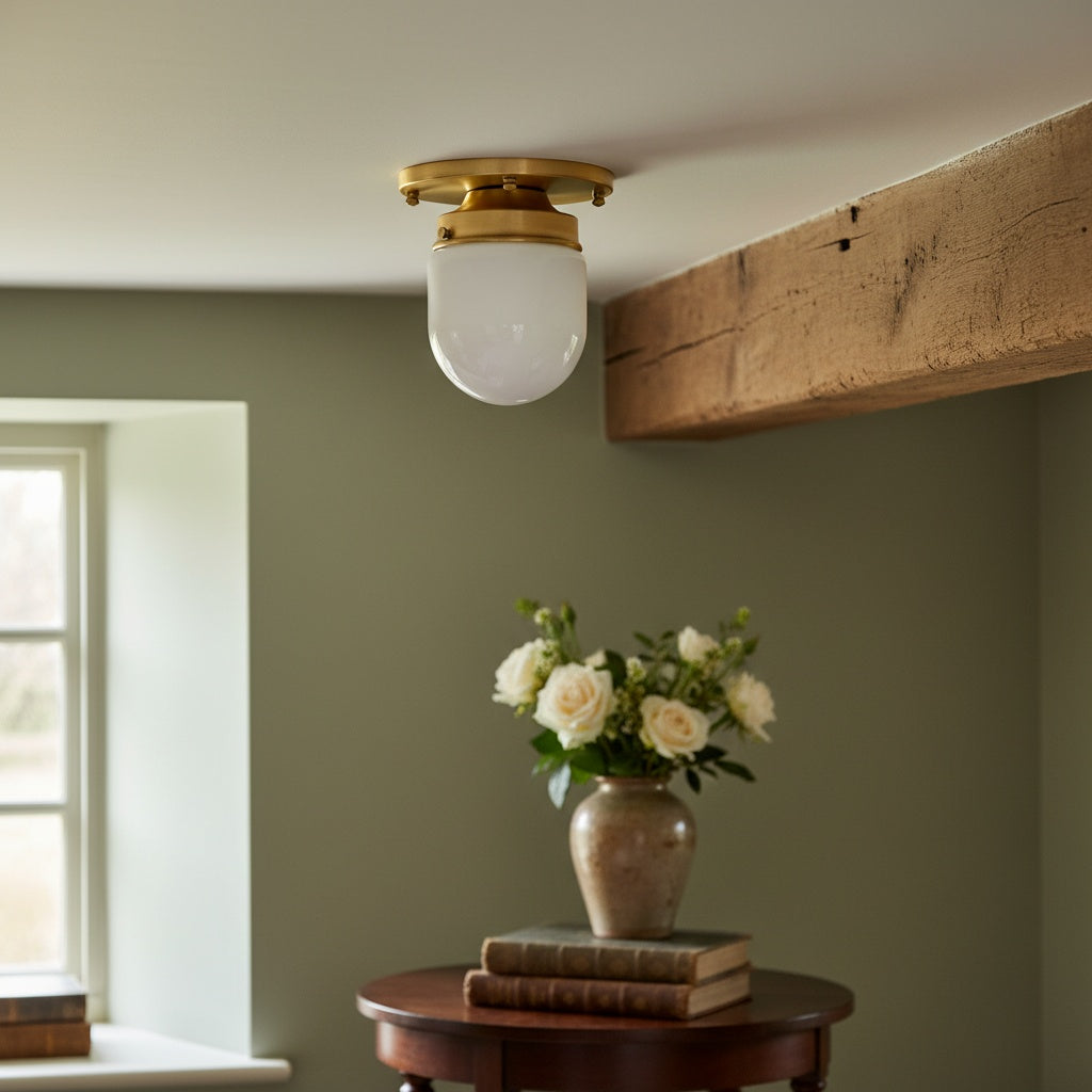 Opal Glass Wall & Ceiling Lamp Dual Function Modern Design Brass - Lamylie