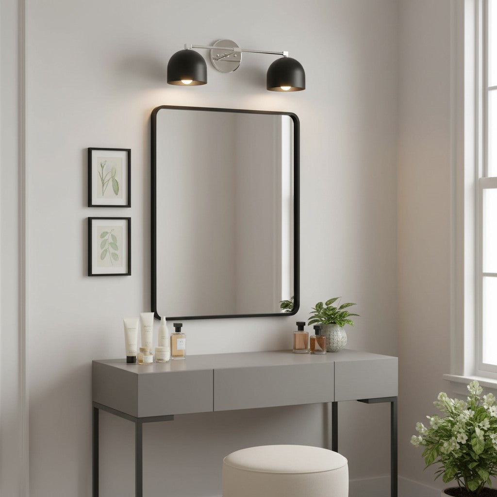 Lampada da parete in metallo con paralume sferico | Lampada dall’atmosfera scandinava per bagno, camera da letto e soggiorno | Illuminazione da parete moderna nera, oro e ottone - Lamylie