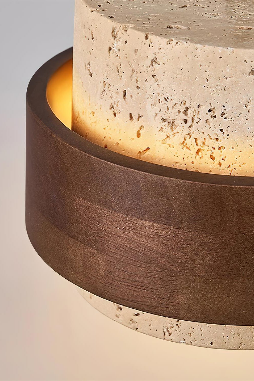Holzpendelleuchte mit Travertin-Finish | Organische Lichtquelle für Esszimmer und Wohnzimmer - Lamylie