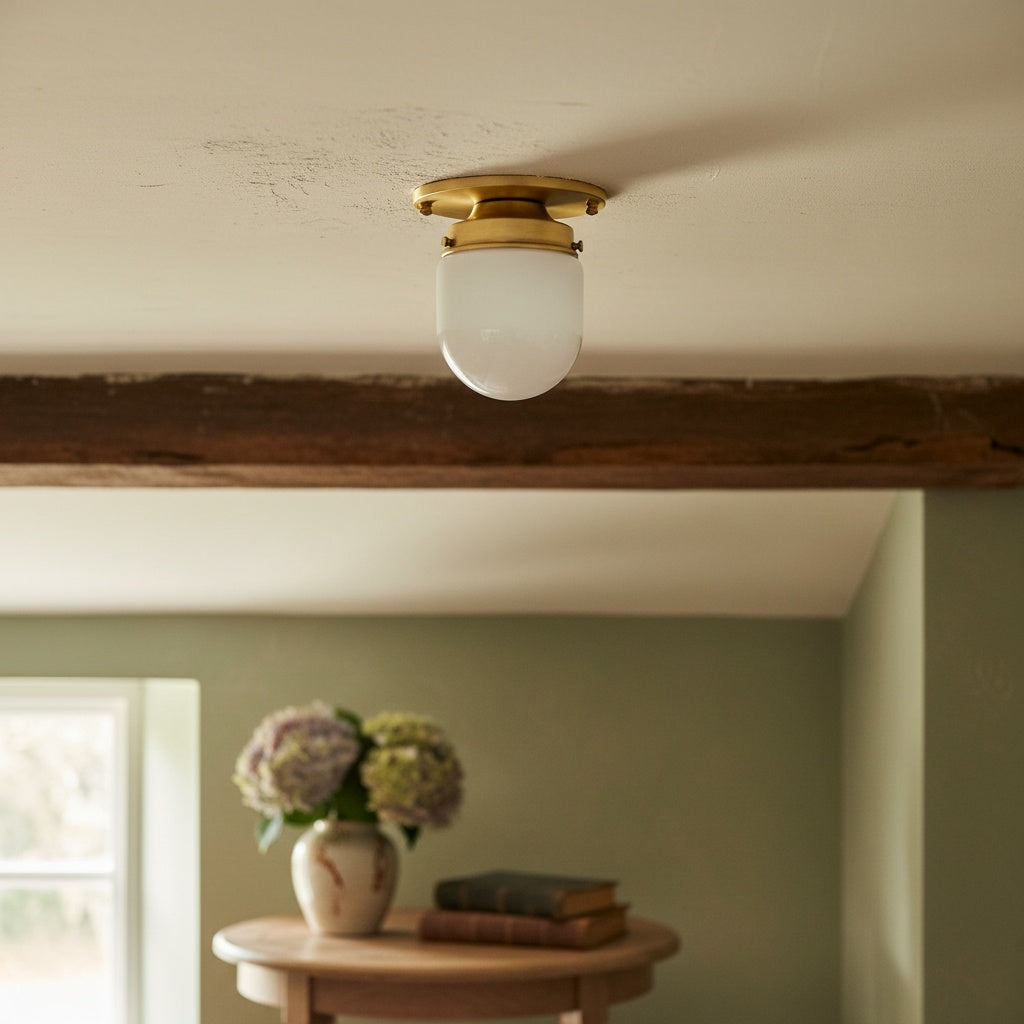 Opal Glass Wall & Ceiling Lamp Dual Function Modern Design Brass - Lamylie