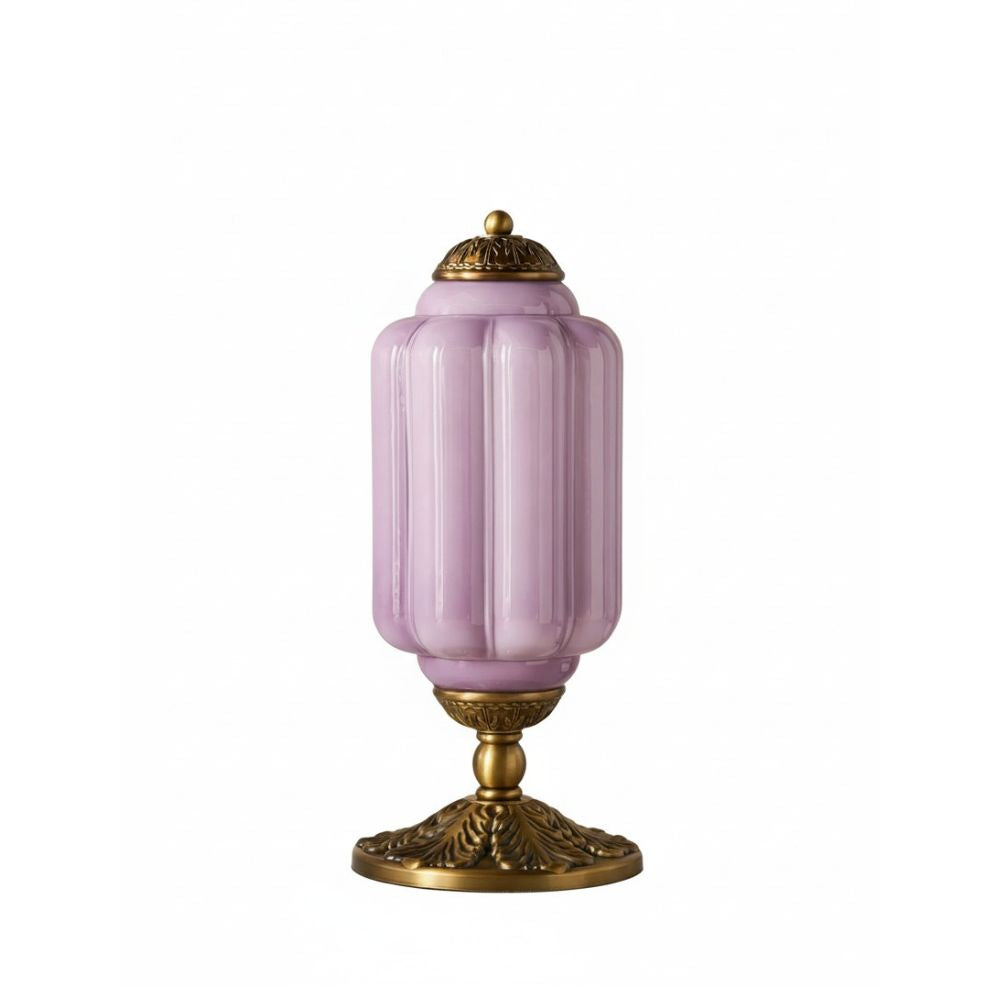 Glass Table Lamp with Scallop Design Vintage Style Bedroom Living Room Accent Lighting Black Brass Frosted Glass - Lamylie