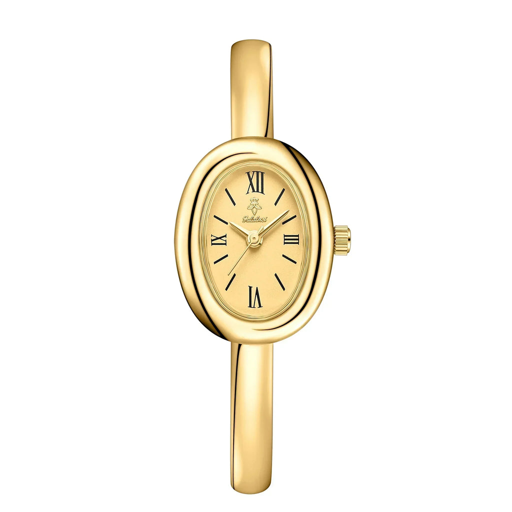 Oval armbandsklocka | Modern och klassisk damklocka med lyxig guldfinish – Lamylie
