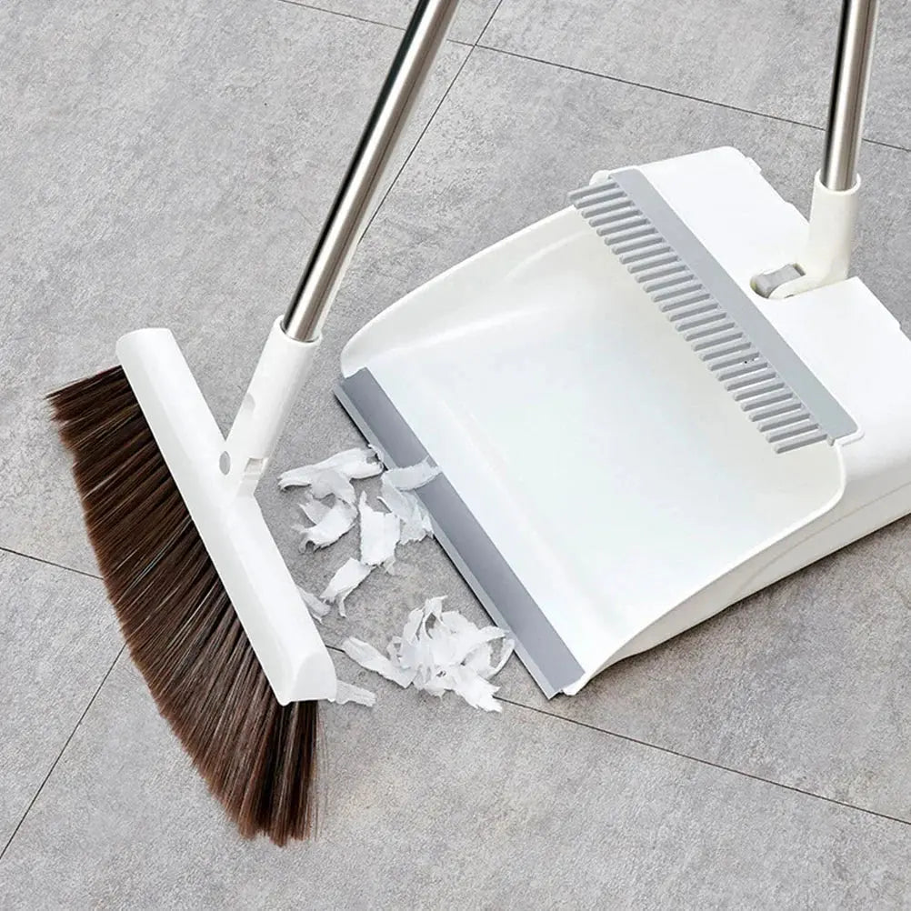 Bezem met stoffer | Rechtop vegen zonder te bukken | Met kamrand | CleanStand - Lamylie