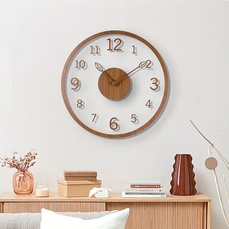 Orologio da parete sospeso minimalista Leafora — quadrante dal motivo a foglia essenziale
