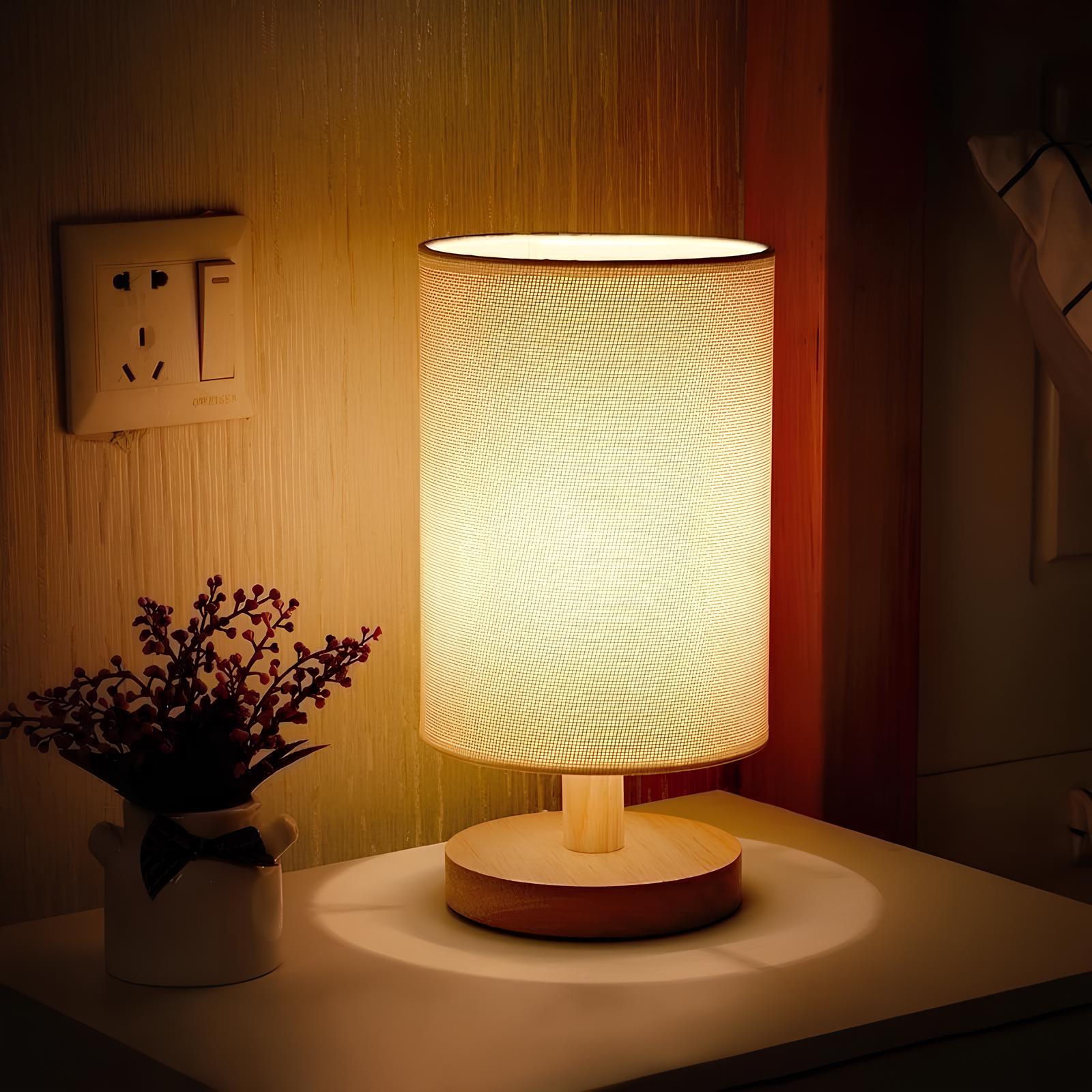 Organic Table Lamp Wood & Linen | Dimmable with Remote Control & Touch | 3 Light Colors - Lamylie