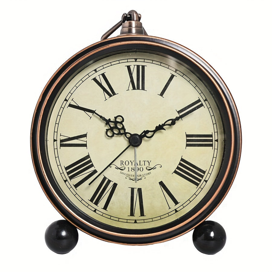 ElegantTime Metall-Nachttischwecker — Leises Uhrwerk, Großes, gut lesbares Zifferblatt